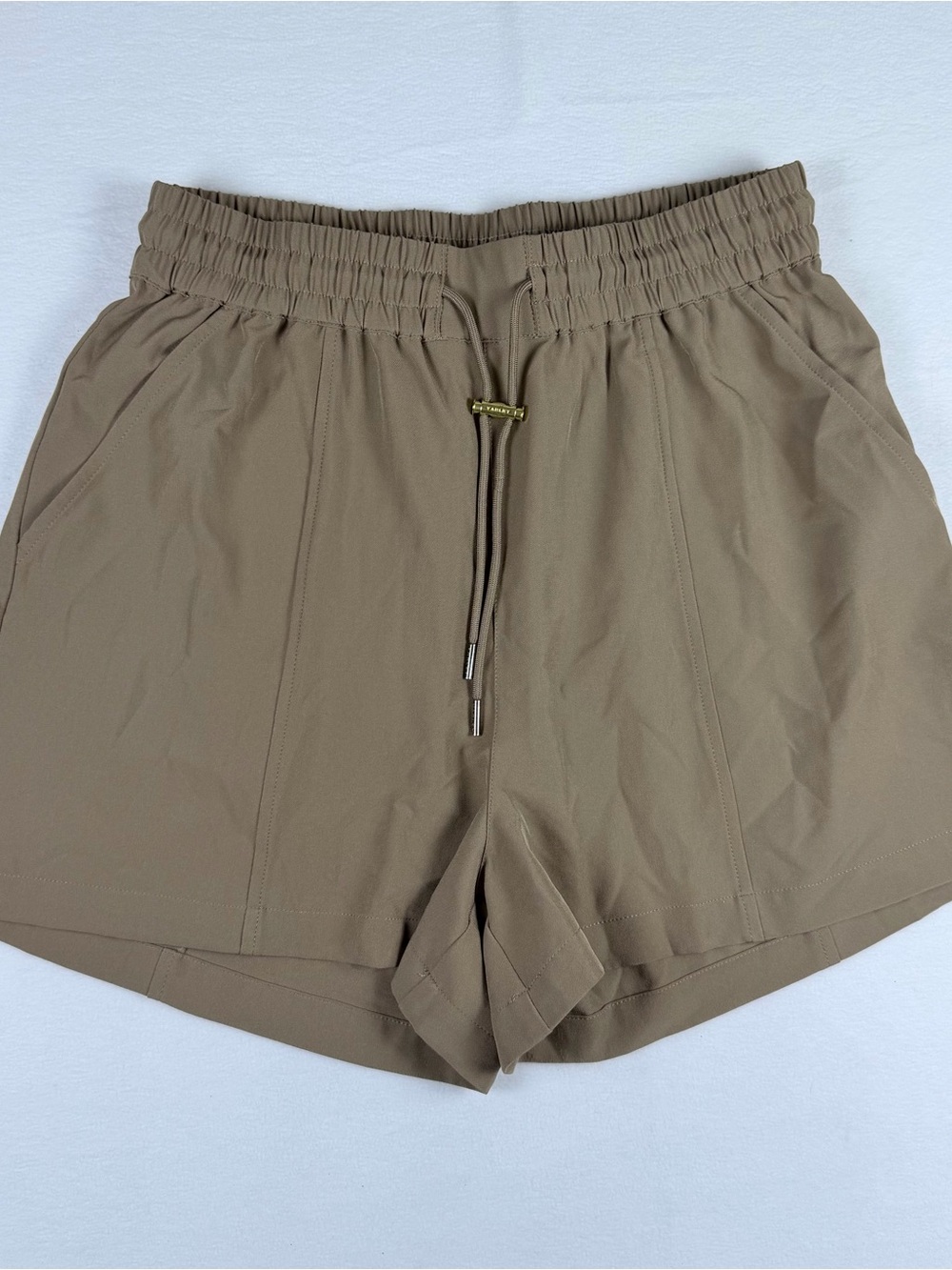 Varley Taupe Brown Drawstring Athletic Lounge Shorts Size Medium - Picture 2 of 8